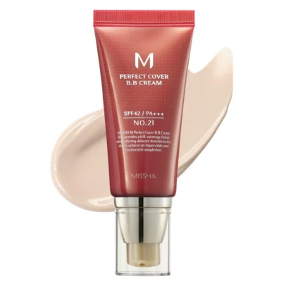MISSHA - M Perfect Cover BB Cream SPF42 PA+++ #21 Light Beige 50ml <br/> بي بي كريم بتغطية مثالية وحماية من الشمس