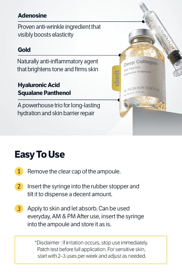 SUNGBOON EDITOR - Silk Peptide Intensive Lifting Ampoule 40ml Prix Algérie KBP store