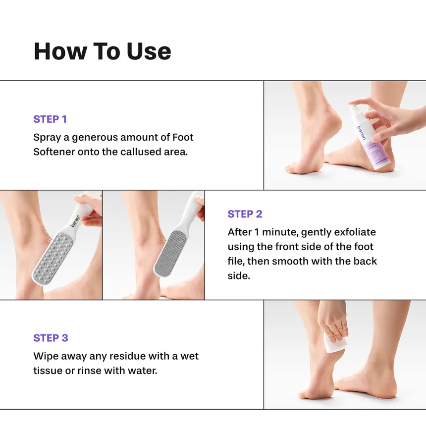 Baren - Foot Callus Eraser Home Set | مجموعة إزالة وتنعيم الكالو والجلد الميت من القدمين في المنزل - الصورة 13