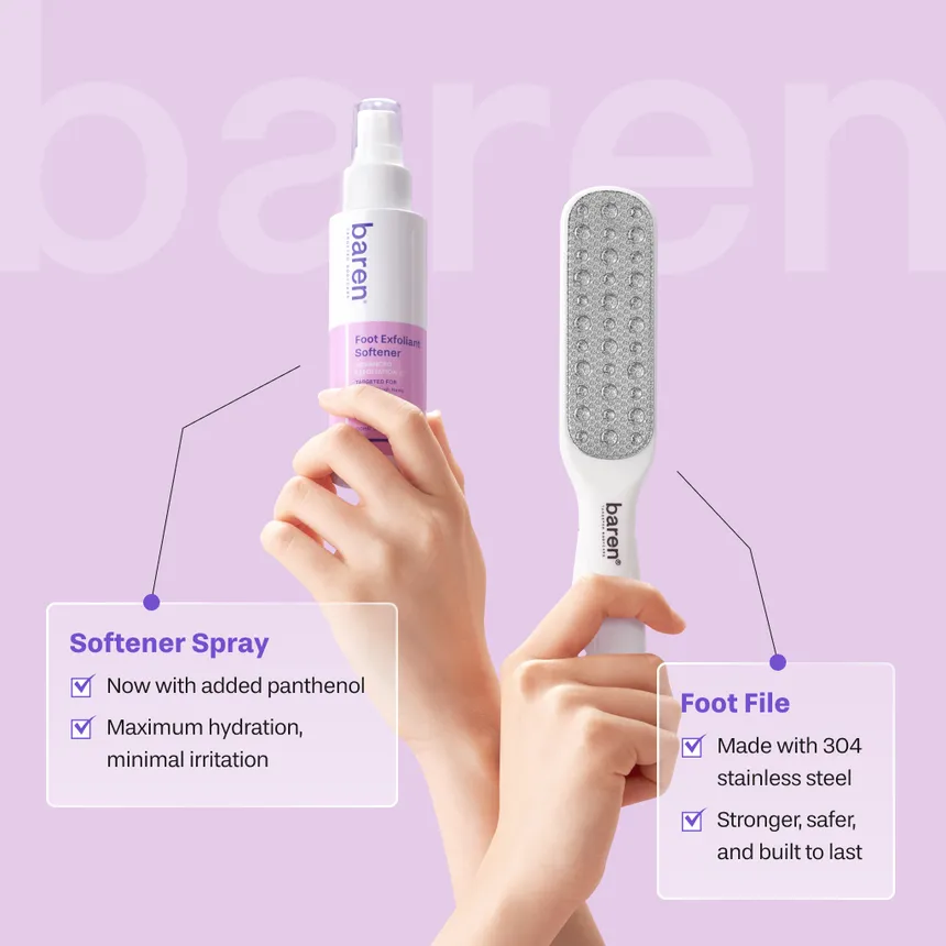 Baren - Foot Callus Eraser Home Set | مجموعة إزالة وتنعيم الكالو والجلد الميت من القدمين في المنزل - الصورة 3