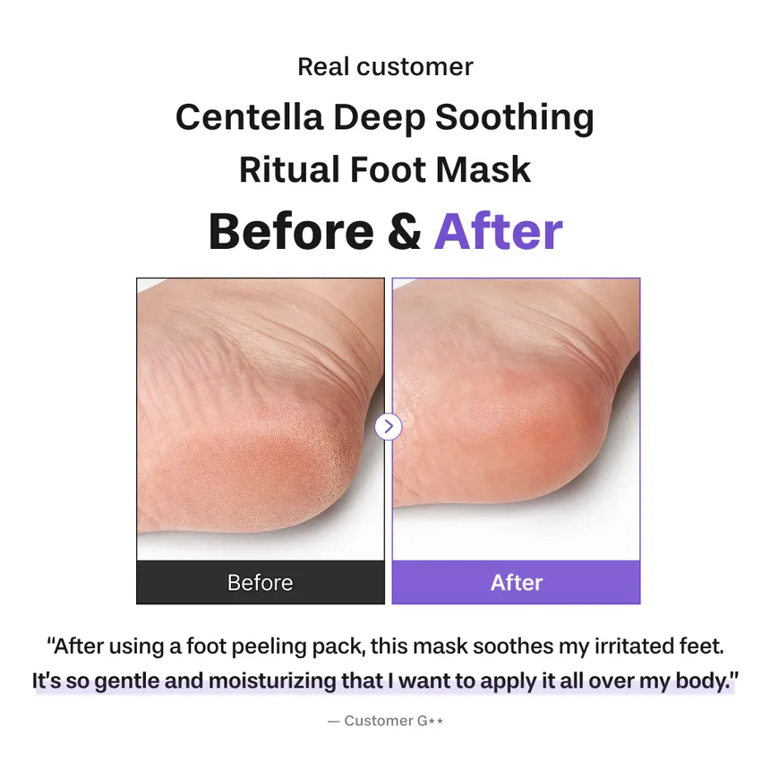 1x baren - Centella Deep Soothing Ritual Foot Mask 1 Pair | ماسك القدم بالسنتيلا لترطيب وتهدئة وتنعيم القدمين الجافتينمين في المنزل - الصورة 2